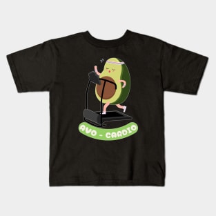 Avo Cardio Avocado Running on a Treadmill Kids T-Shirt